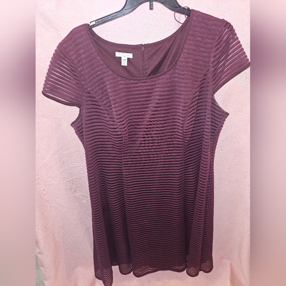 Plus Size Fit And Flair Burgandy Cocktail Dress